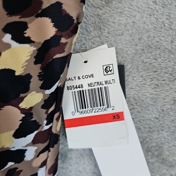 Salt & Cove Halter One Piece Swimsuit Womens Size XS Neutral Multicolor V-Neck - Picture 2 of 6